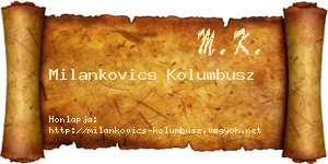 Milankovics Kolumbusz névjegykártya